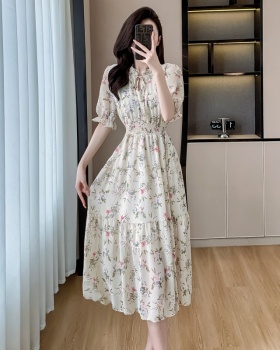 Sweet printing lotus leaf collar dress for women