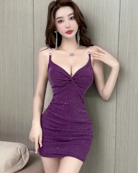 Sexy elasticity sling package hip bottoming dress