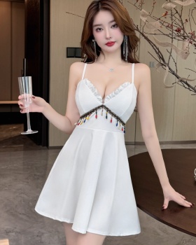 Sling sexy big skirt V-neck low-cut bottoming dress