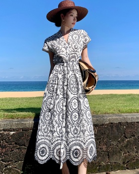 France style European style vacation embroidery dress