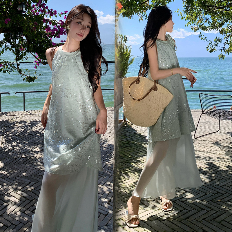 Sleeveless long dress sleeveless dress for women