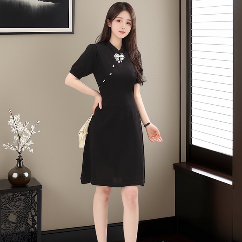 Summer knitted cheongsam Chinese style dress