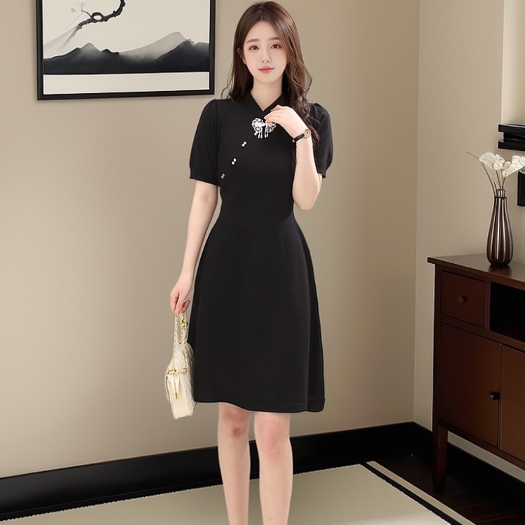 Summer knitted cheongsam Chinese style dress