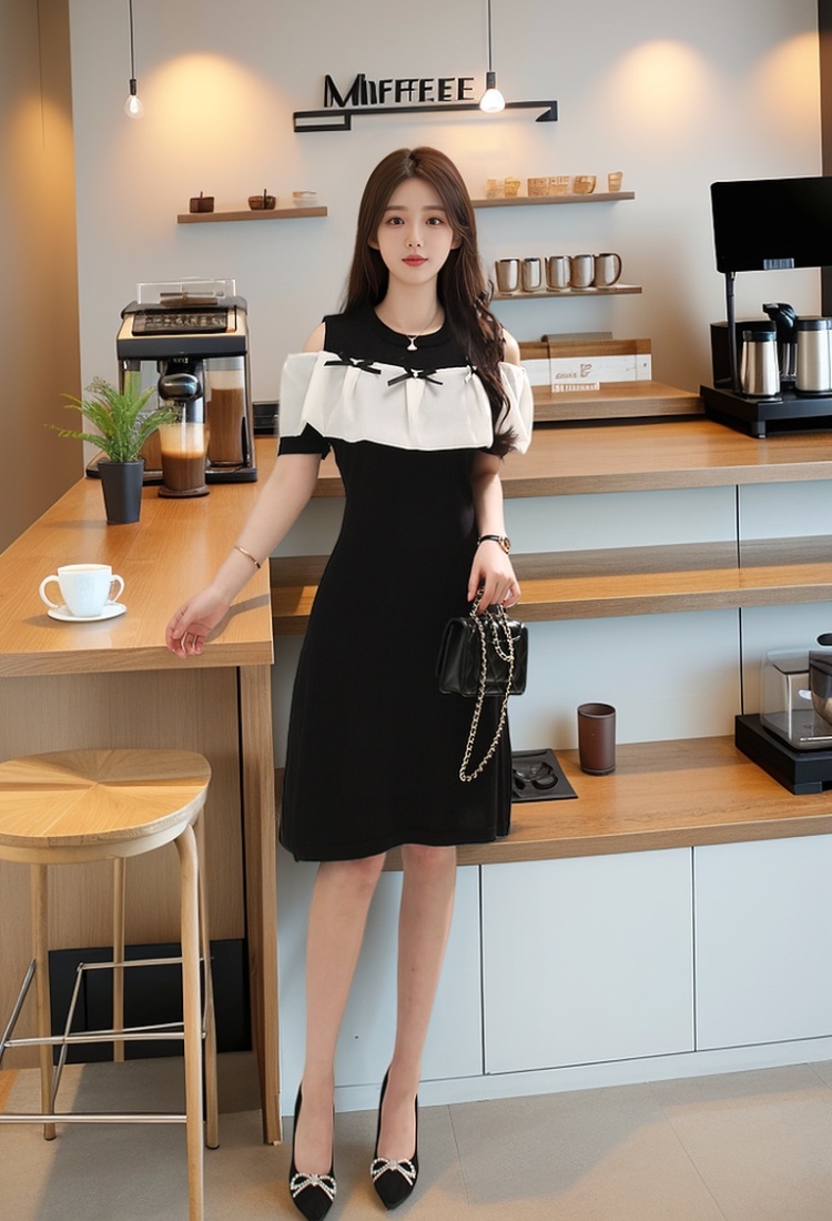 A-line strapless Western style splice slim summer dress