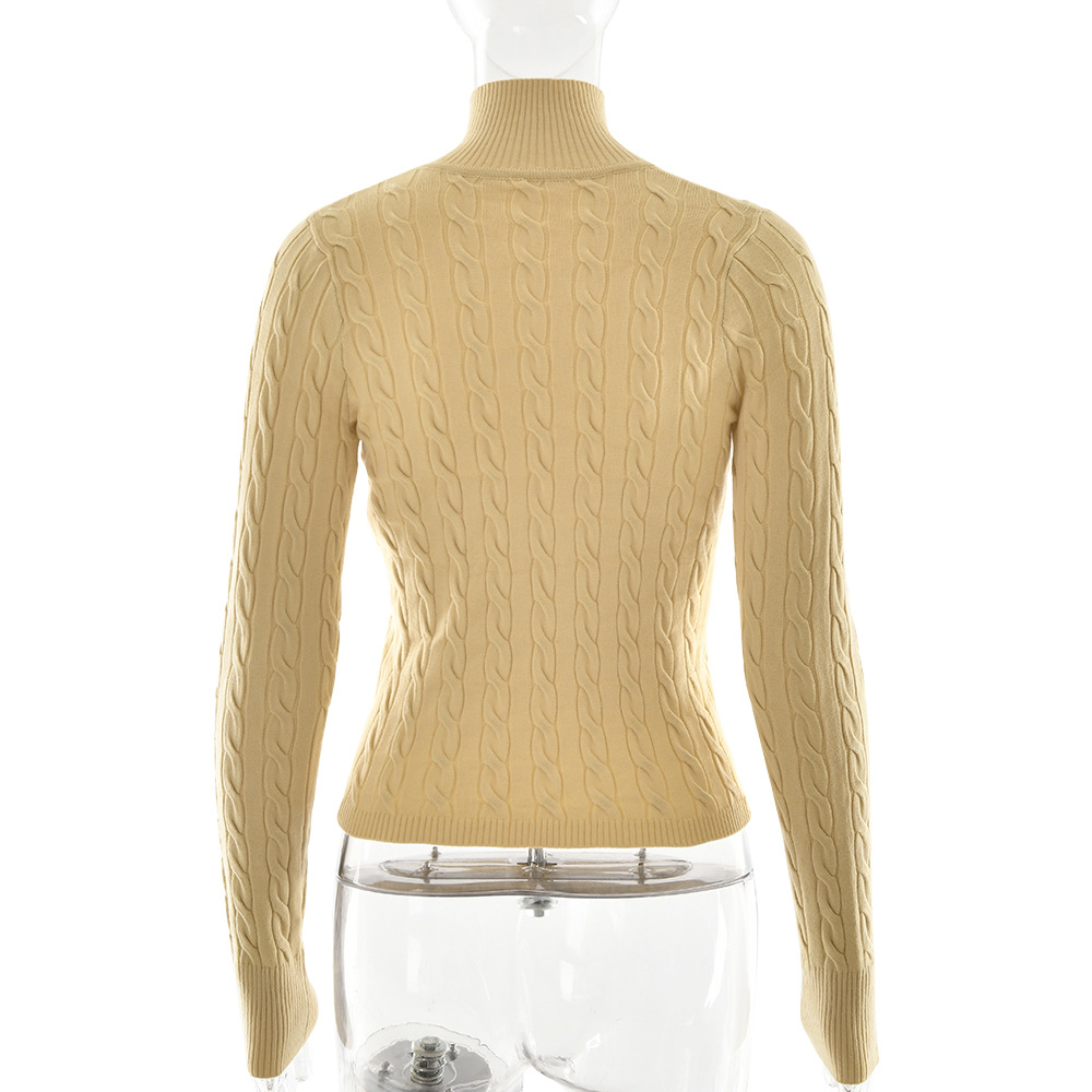 European style zip slim tops fashion sexy sweater