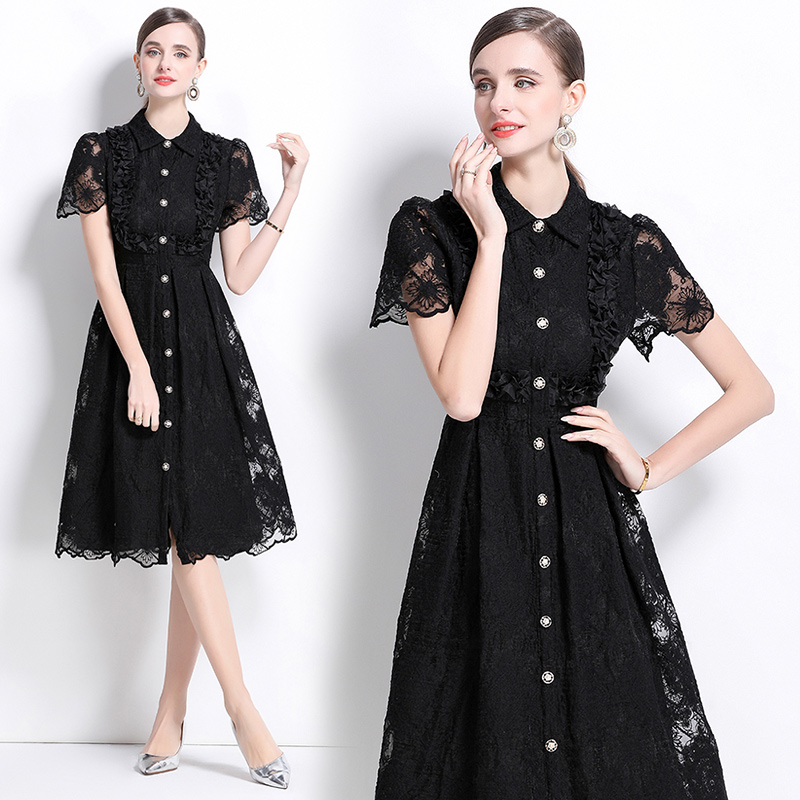 Summer temperament dress elegant single-breasted formal dress