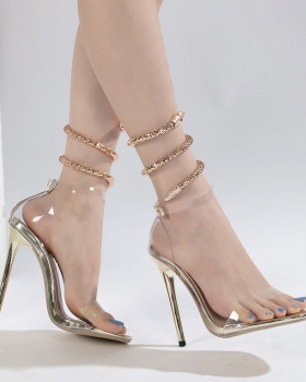 Rhinestone fashion sandals tassels high-heeled shoes for women