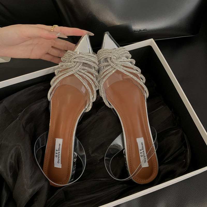 Transparent summer shoes low thick sandals