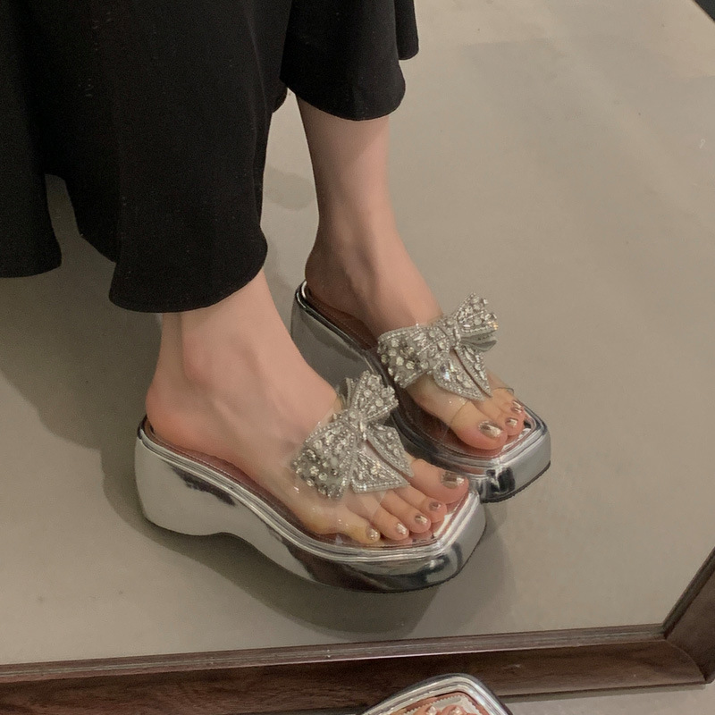 Transparent slippers high-heeled shoes for women