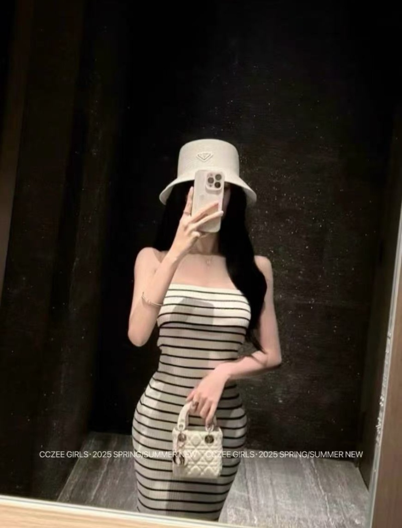 Summer slim long dress stripe enticement dress for women