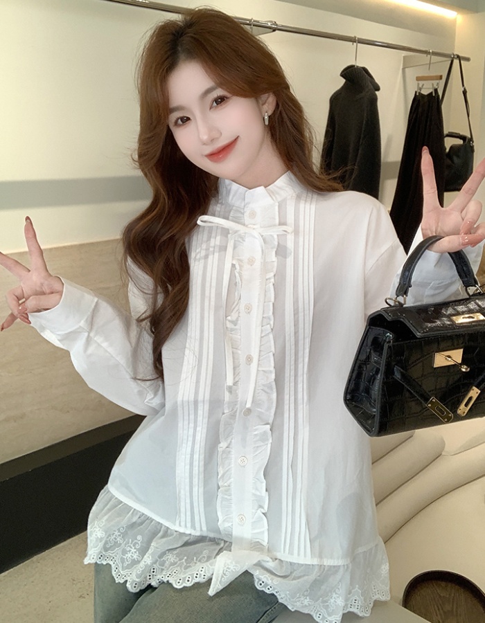 Korean style long spring loose cotton shirt for women