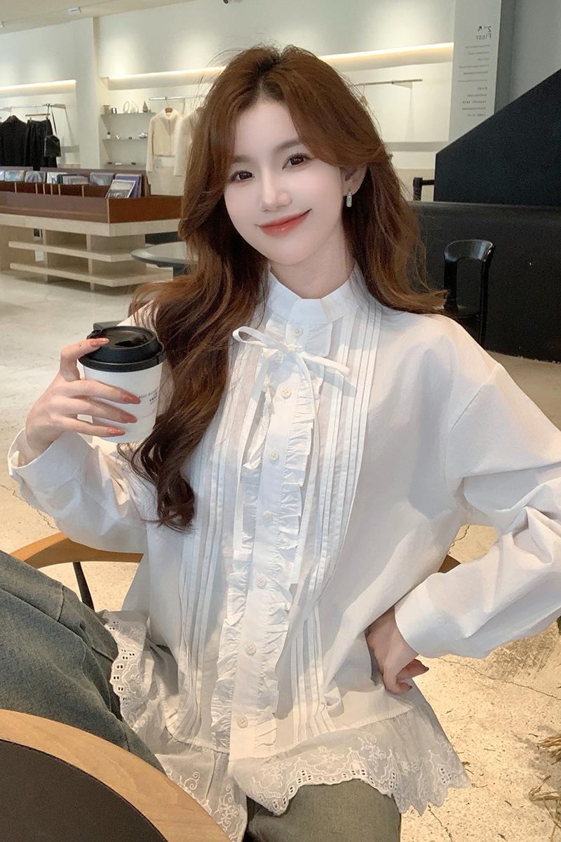 Korean style long spring loose cotton shirt for women