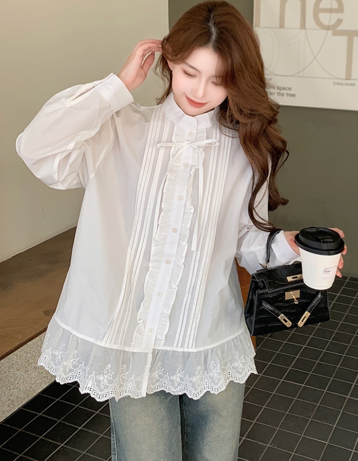 Korean style long spring loose cotton shirt for women