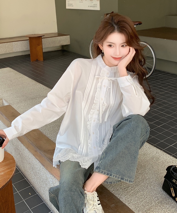 Korean style long spring loose cotton shirt for women