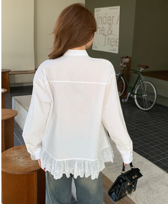 Korean style long spring loose cotton shirt for women