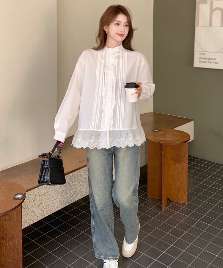 Korean style long spring loose cotton shirt for women