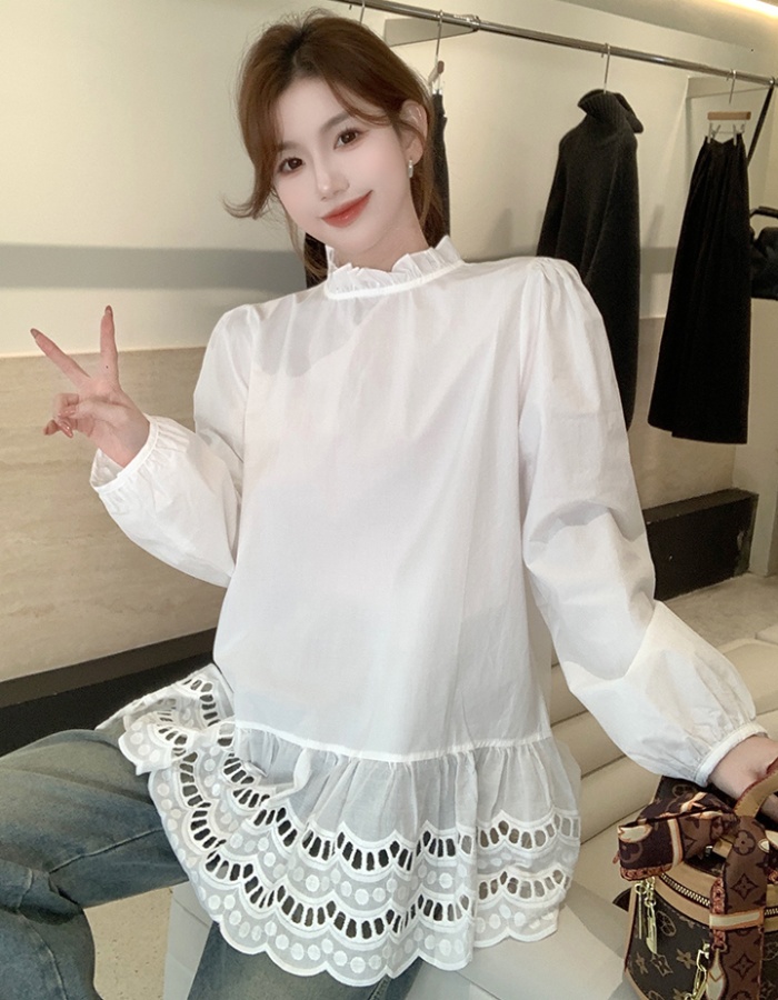 Korean style long tops spring shirt for women