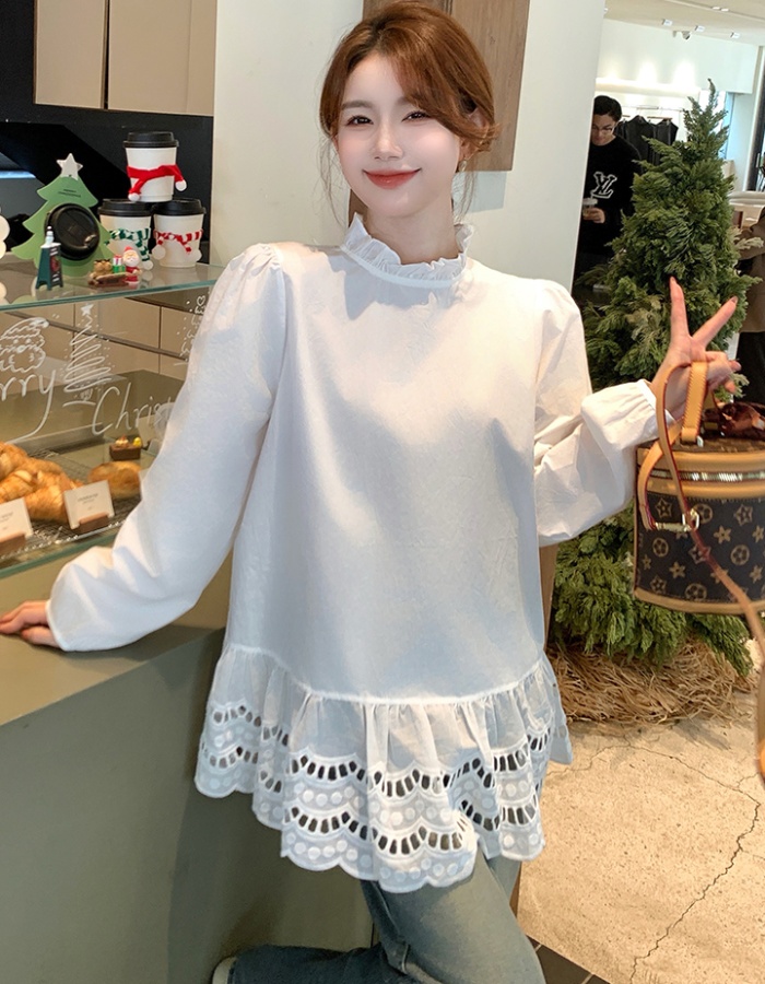 Korean style long tops spring shirt for women