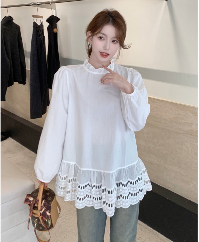 Korean style long tops spring shirt for women