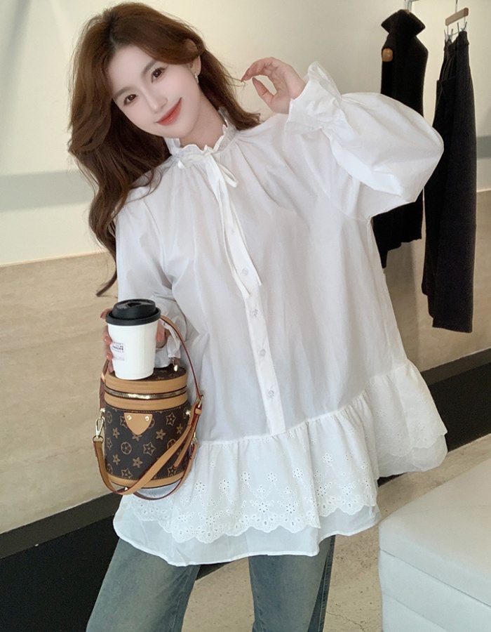 All-match long sleeve tops loose small shirt for women