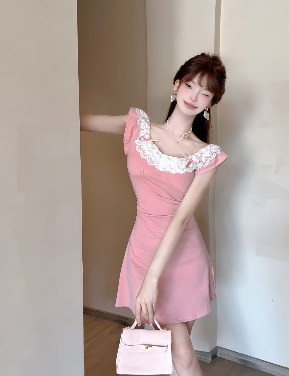 Bottoming package hip cotton dress lace tight vest