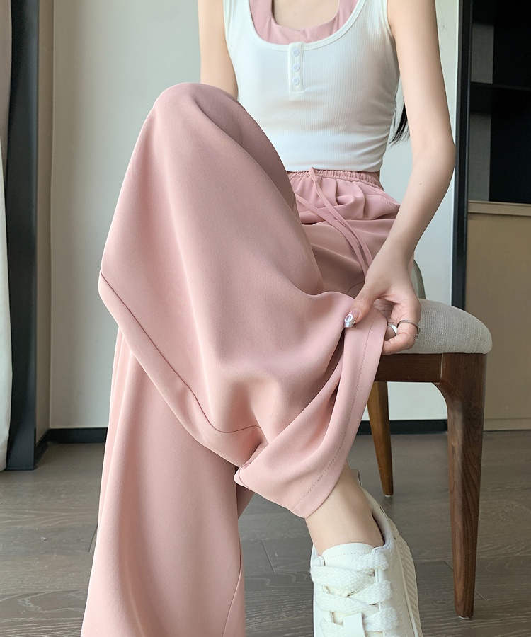 Ice silk slim Casual suit pants loose drape wide leg pants