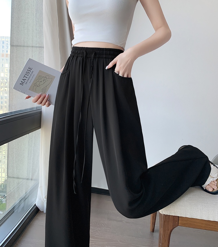 Ice silk slim Casual suit pants loose drape wide leg pants