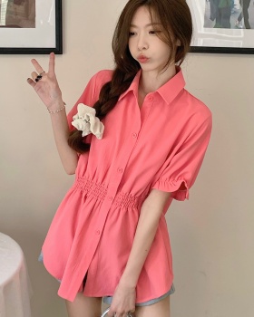 Pinched waist Western style summer Cover belly shirt