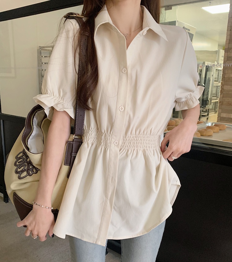 Pinched waist Western style summer Cover belly shirt