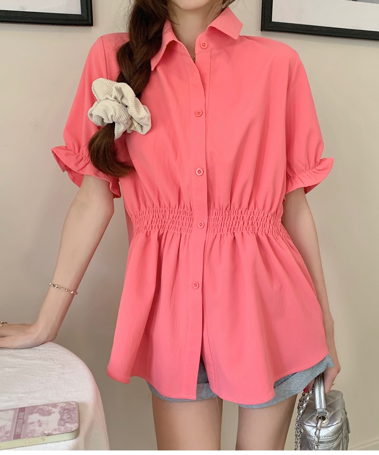 Pinched waist Western style summer Cover belly shirt