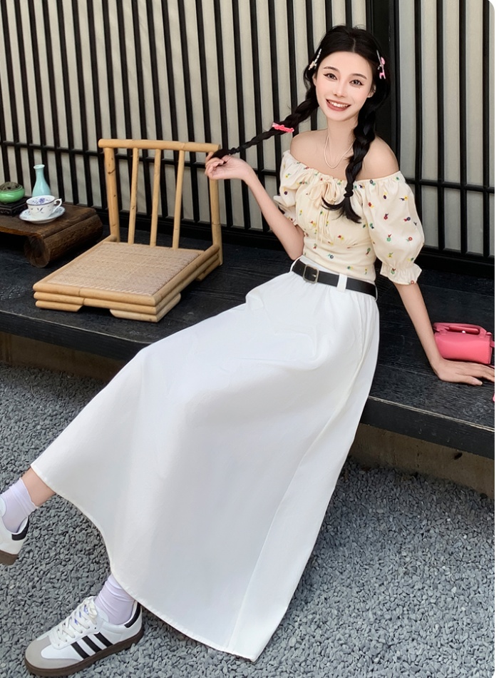 Big skirt long skirt white skirt for women