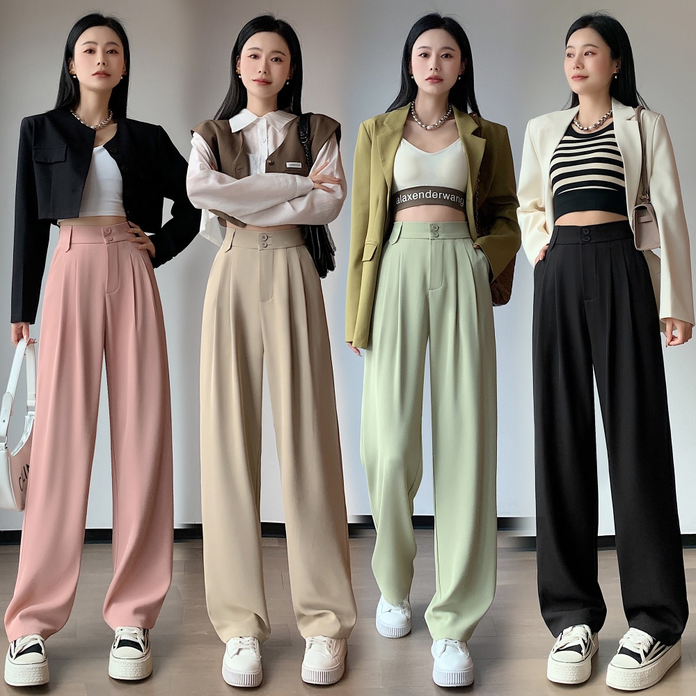 Slim straight pants summer Casual wide leg pants for women