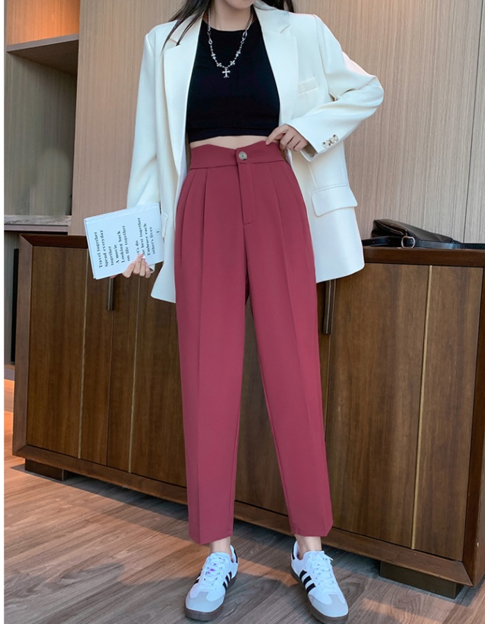 High waist slim nine pants straight pants suit pants