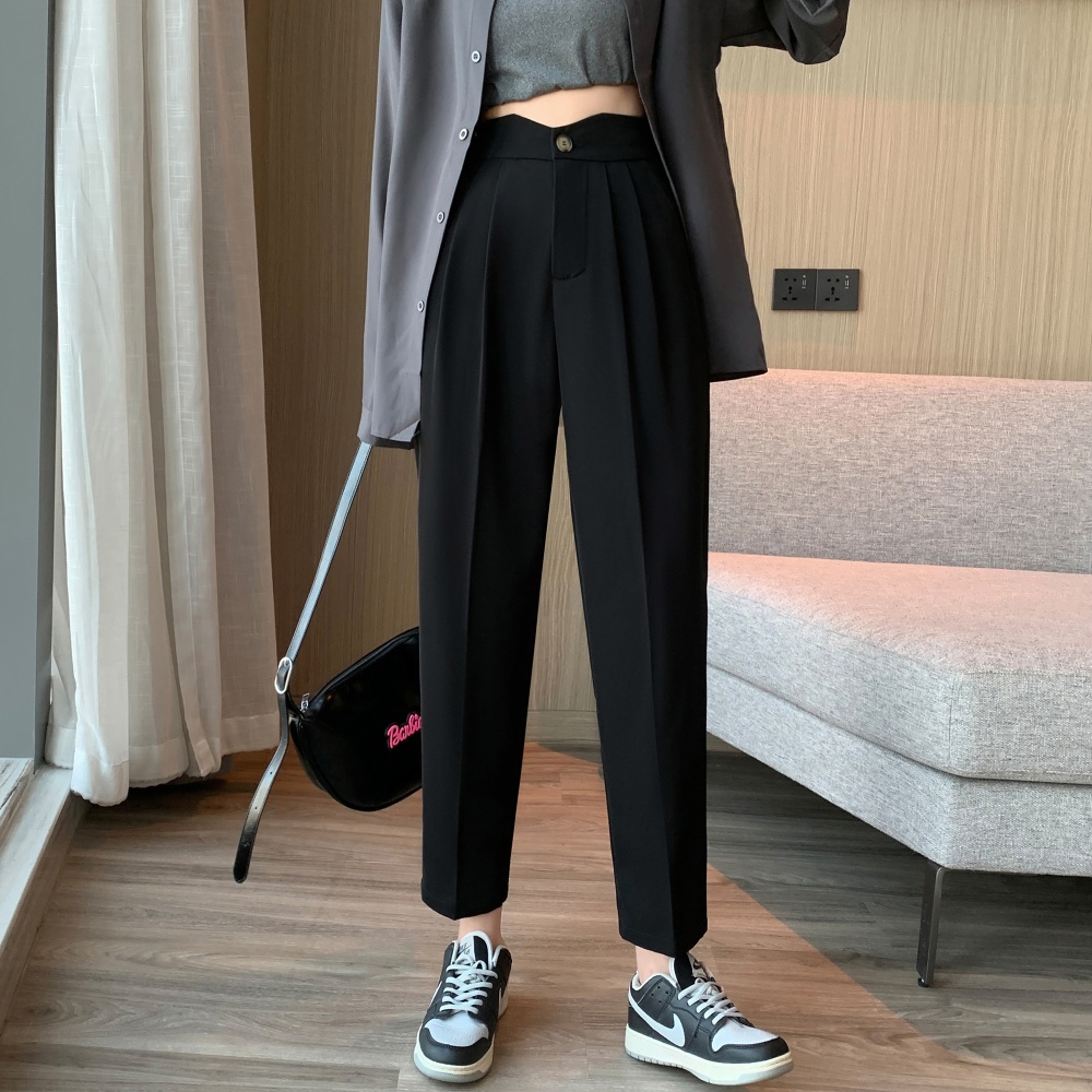 High waist slim nine pants straight pants suit pants