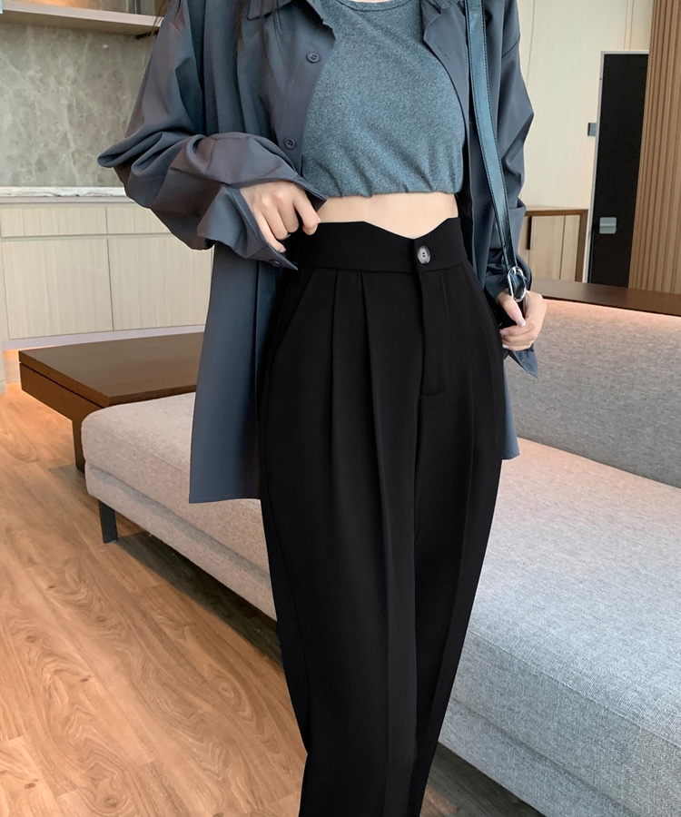 High waist slim nine pants straight pants suit pants