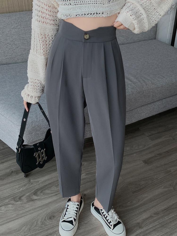 High waist slim nine pants straight pants suit pants