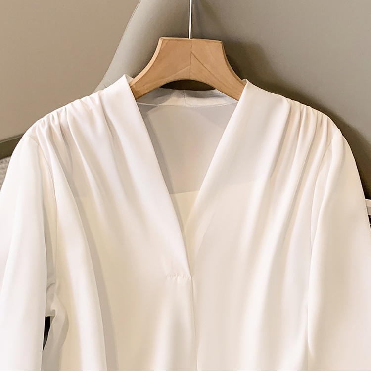 Long sleeve white tops profession shirt for women