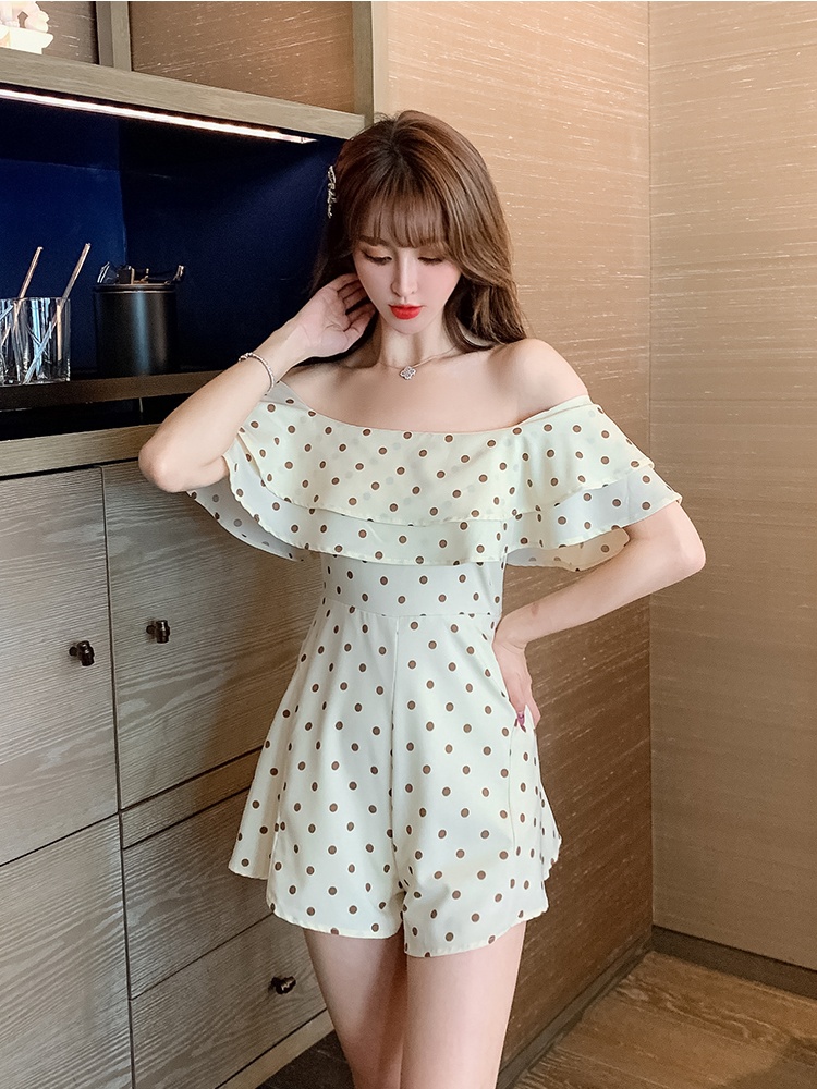 Summer chiffon dress France style flat shoulder jumpsuit