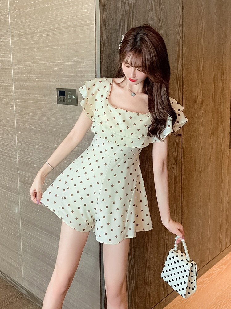 Summer chiffon dress France style flat shoulder jumpsuit