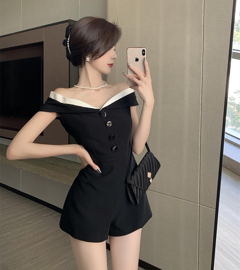 France style shorts short sleeve jumpsuit