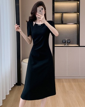 Pinched waist long Hepburn style slim fashion hollow dress