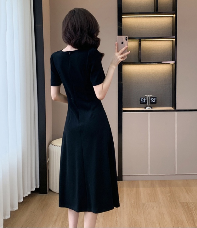 Pinched waist long Hepburn style slim fashion hollow dress