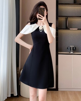 Strapless sweet summer black fashion splice slim dress