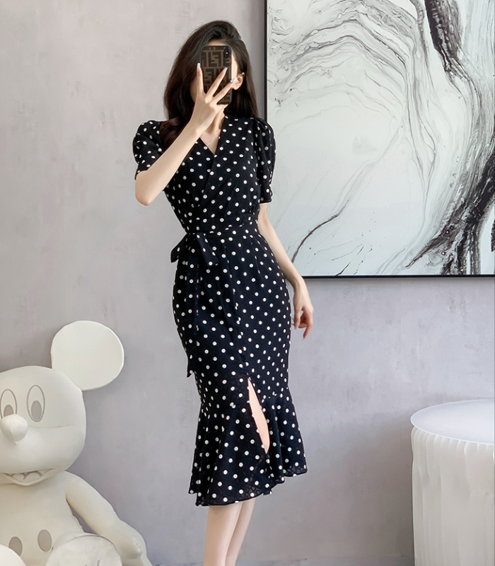 Printing summer fashion belt mermaid long dress