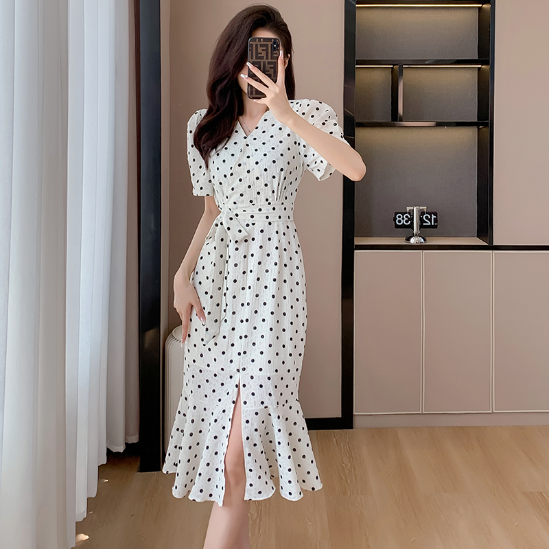 Printing summer fashion belt mermaid long dress