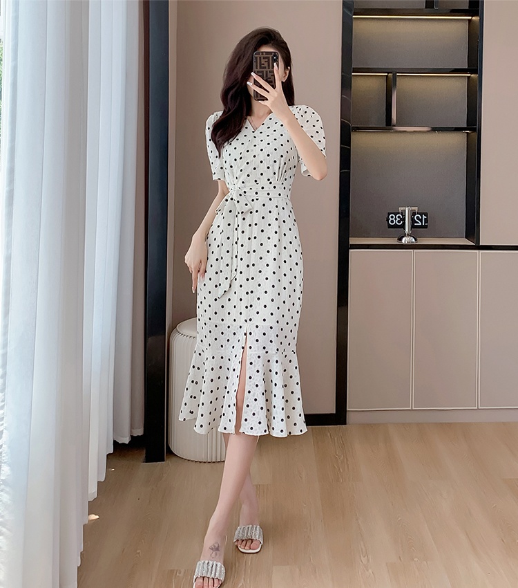 Printing summer fashion belt mermaid long dress