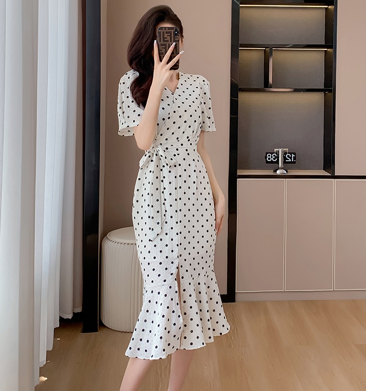 Printing summer fashion belt mermaid long dress