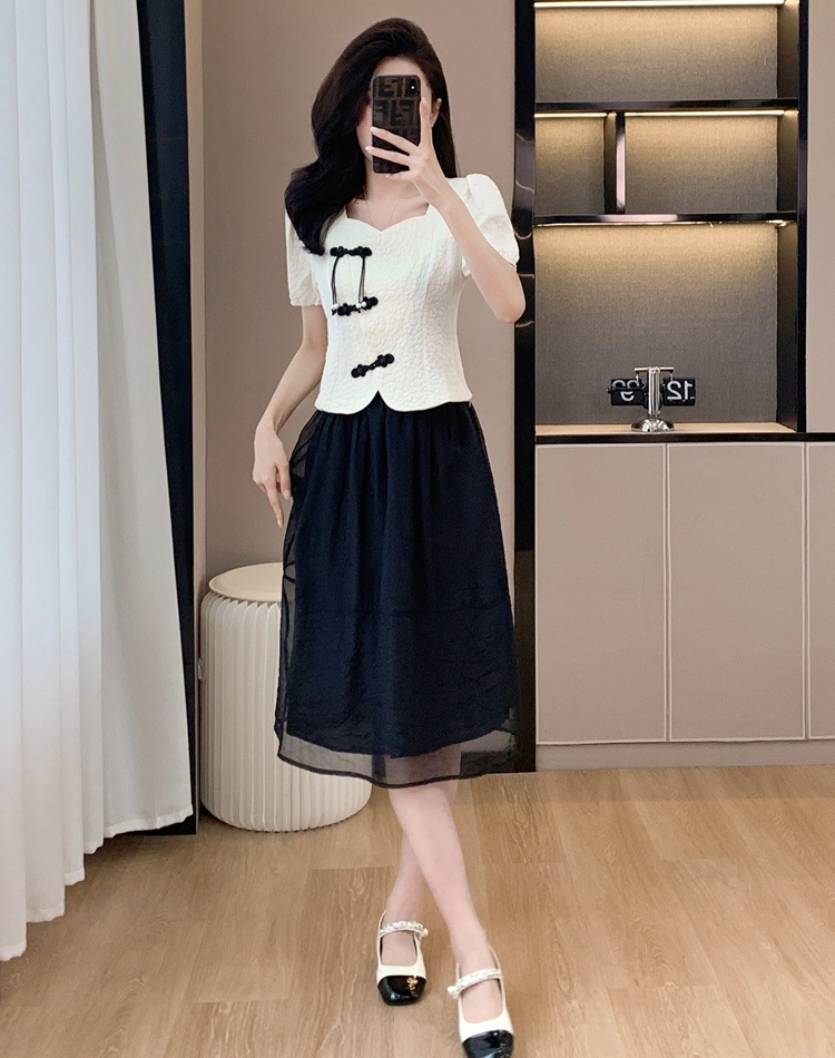 Chinese style lady skirt summer fashion tops 2pcs set