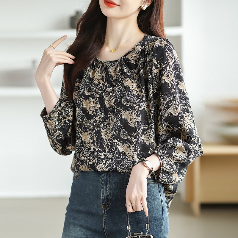 Round neck spring and summer tops slim shirt