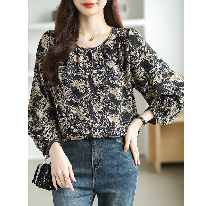 Round neck spring and summer tops slim shirt